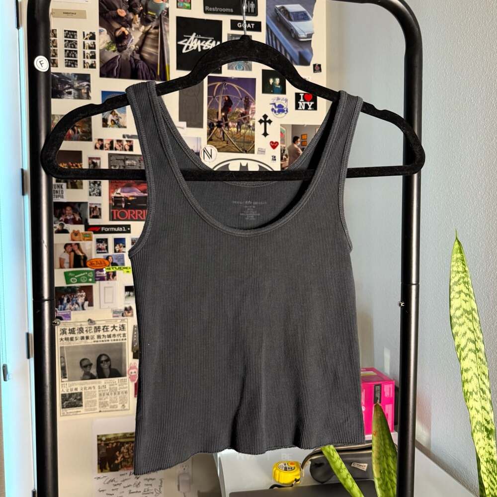 Brandy Melville Ribbed Tank Top washed out black